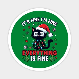 Funny Christmas Cat Chaos Humor Magnet